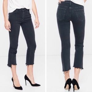 MOTHER The Insider Crop Step Fray Jeans Second Chance Faded Black Size 28